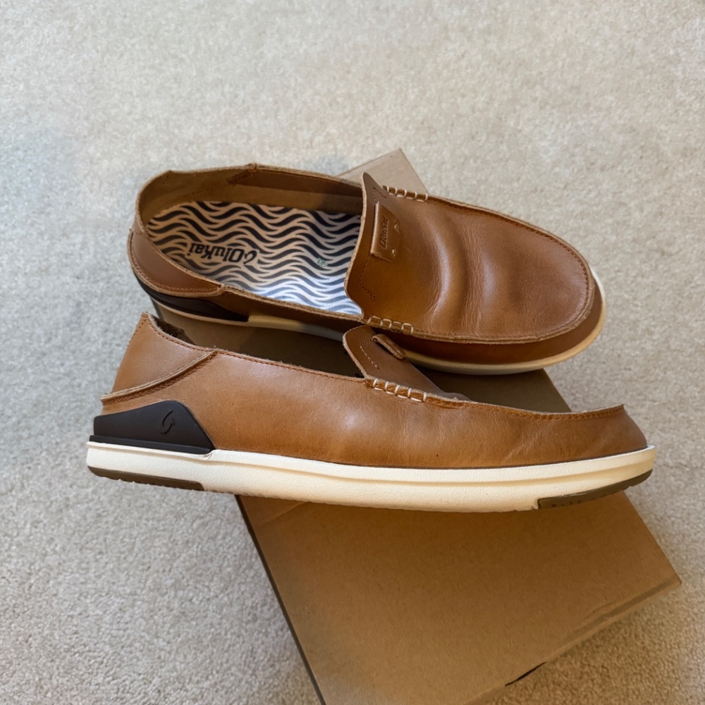 Olukai Kākaha Nia Leather Slip-On Shoes